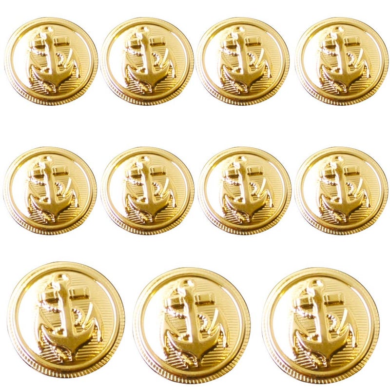 KENDANY 11 Pieces Metal Blazer Button Set - Naval Anchor Crest - for Blazer, Suits, Sport Coat, Uniform(Gold 0.71in-0.9in)(18mm-23mm) - Image 1